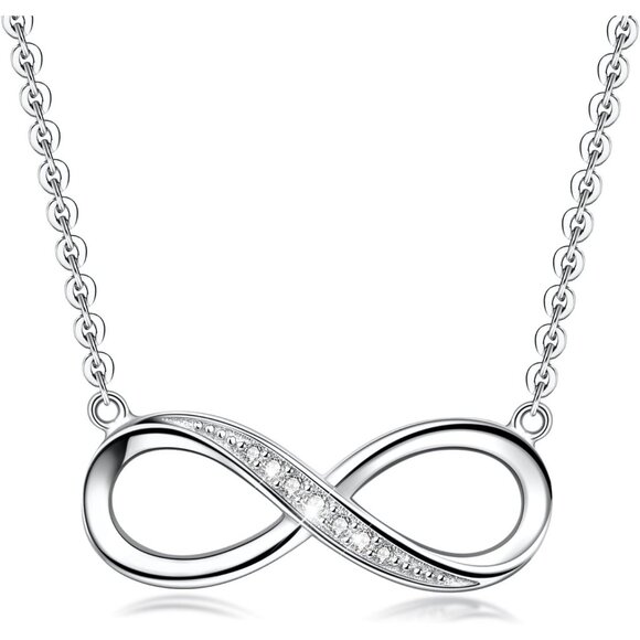 Infinity Pendant Necklace for Women 925 Sterling Silver Love Heart Necklace Fin